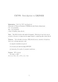 Introduction to GROMOS
