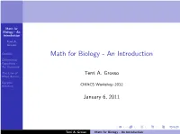 Math for Biology - an Introduction