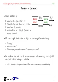 Revision of Lecture 3