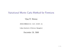 Variational Monte Carlo Method for Fermions
