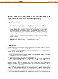 A Brief Note on the Approach to the Conic Sections of a Right Circular Cone from Dynamic Geometry