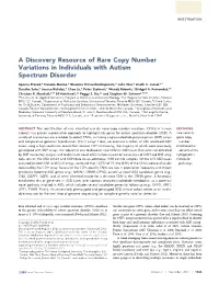 A Discovery Resource of Rare Copy Number Variations in Individuals with Autism Spectrum Disorder