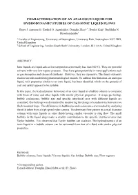 Characterisation of an Analogue Liquid for Hydrodynamic Studies of Gas-Ionic Liquid Flows