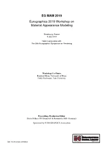 EG MAM 2019 Eurographics 2019 Workshop on Material Appearance Modeling