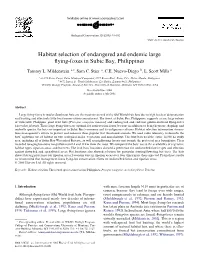 Habitat Selection of Endangered and Endemic Large Flying-Foxes in Subic