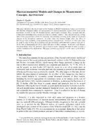 Macroeconometric Models and Changes in Measurement Concepts: an Overview*