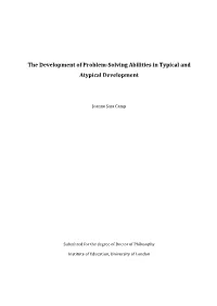 The Development of Problem-Solving Abilities in Typical and Atypical Development