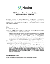 ACH Network Rules Pandemic-Related Frequently Asked Questions Updated October 27, 2020
