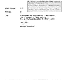 AP42 Section 5.1 Related: 2 Title: AB 2588 Pooled Source Emission Test