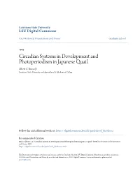 Circadian Systems in Development and Photoperiodism in Japanese Quail