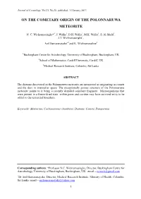 On the Cometary Origin of the Polonnaruwa Meteorite