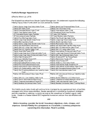 Pat Waddell Has Retired from Geode Capital Management. His Retirement Impacts the Following Fidelity Equity Index Funds Which Are Sub-Advised by Geode