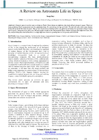 A Review on Astronauts Life in Space