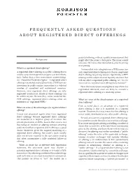 Frequently Asked Questions About Registered Direct Offerings
