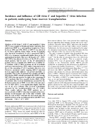 Incidence and Influence of GB Virus C and Hepatitis C Virus Infection In