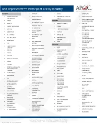 OSB Representative Participant List by Industry