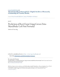 Prediction of Root Form Using Crown Data: Mandibular Left First Premolar