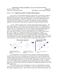 "PRINCIPLES of PHYLOGENETICS: ECOLOGY and EVOLUTION" Integrative Biology 200B Spring 2011 University of California, Berkeley Nick Matzke, Revised from B.D
