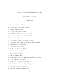 Reading List in Chronological Order