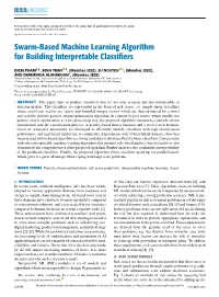 Swarm-Based Machine Learning Algorithm for Building Interpretable Classifiers