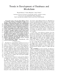 Trends in Development of Databases and Blockchain