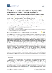 Validation of Stratification-Driven Phytoplankton Biomass and Nutrient Concentrations in the Northeast Atlantic Ocean As Simulat