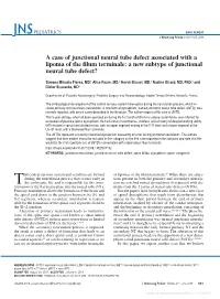 A Case of Junctional Neural Tube Defect Associated with a Lipoma of the Filum Terminale: a New Subtype of Junctional Neural Tube Defect?