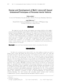 Design and Development of Multi-Rotorcraft-Based Unmanned Prototypes of Personal Aerial Vehicle 141