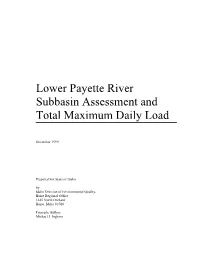 Lower Payette River Subbasin Assessment and Total Maximum Daily Load