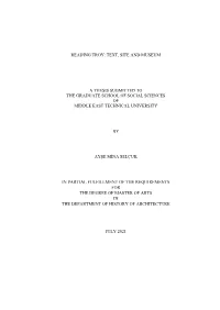 Reading Troy: Text, Site and Museum a Thesis Submitted