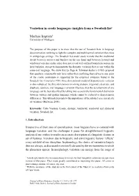 Variation in Creole Languages: Insights from a Swadesh List1 Marlyse