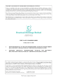 Circular to Shareholders Circular to Shareholders Circularin Relation to Shareholders to the in Relation to the in Relation to the 1