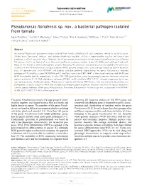 Pseudomonas Floridensis Sp. Nov., a Bacterial Pathogen Isolated from Tomato
