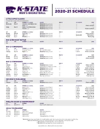 2020-21 Schedule