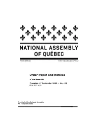 Order Paper and Notices