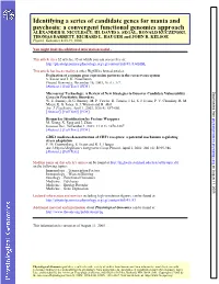 Psychosis: a Convergent Functional Genomics Approach Identifying a Series of Candidate Genes for Mania