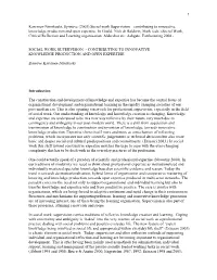 Social Work Supervision – Contributing to Innovative Knowledge Production and Open Expertise