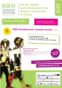 The UK's Largest Event Dedicated to the Design & Construction of Schools