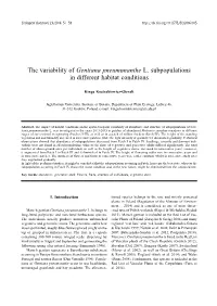 The Variability of Gentiana Pneumonanthe L. Subpopulations in Different Habitat Conditions