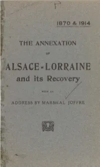 ALSACE-LORRAINE and Its Recovery