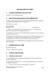 New Zealand Data Sheet 1 Avaxim Suspension for Injection 2 Qualitative and Quantitative Composition 3 Pharmaceutical Form 4 Clin