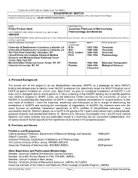 PHS 398/2590 (Rev. 06/09), Biographical Sketch Format Page