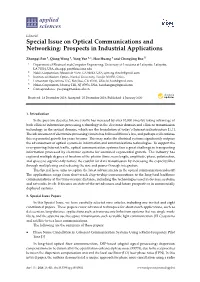Special Issue on Optical Communications and Networking: Prospects in Industrial Applications