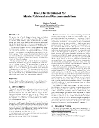 The LFM-1B Dataset for Music Retrieval and Recommendation