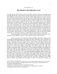 The Origin of the Templars (1119)1