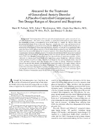 Abecarnil for the Treatment of Generalized Anxiety Disorder: a Placebo-Controlled Comparison of Two Dosage Ranges of Abecarnil and Buspirone