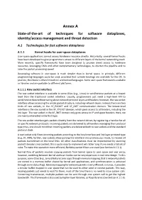 Annex a State-Of-The-Art of Techniques for Software Dataplanes, Identity/Access Management and Threat Detection