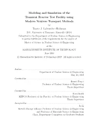 Modeling and Simulation of the Transient Reactor Test Facility Using Modern Neutron Transport Methods by Travis J