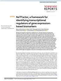 Netfactor, a Framework for Identifying Transcriptional Regulators of Gene