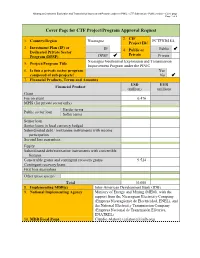 Cover Page for CTF Project/Program Approval Request